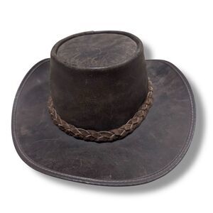 Walker Buffalo Leather Cowboy Hat Western Ranch Rodeo Rustic Style 22.5”